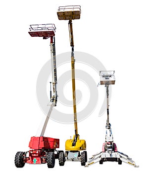 Several various self propelled articulated boom lift