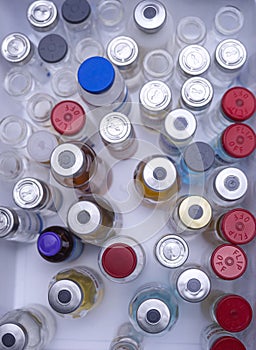 Several vials with different medication in hospital