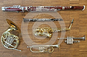 Several wind instruments