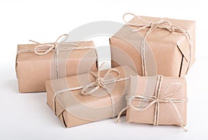 Several Wrapped Brown Packages