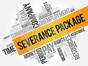 Severance package word cloud collage , social concept background