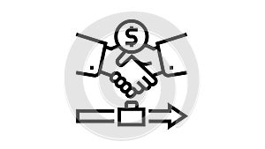 severance pay allowance line icon animation
