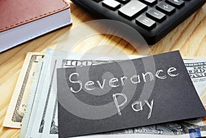 Severance Pay is shown on the conceptual business photo