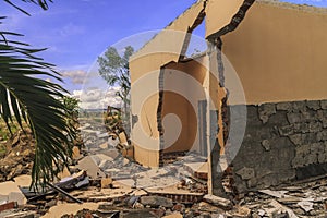 Severe damage from earthquake and liquefaction natural disasters