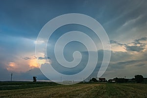 Severe thunderstorm with beautiful structure in the evening hours over eastern Europe