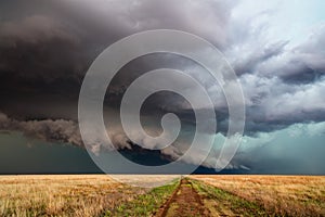 Severe thunderstorm with dramatic storm clouds