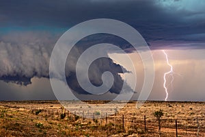 Severe thunderstorm with lightning bolt