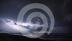 Severe thunderstorm and rain with many lightning peals and dense clouds