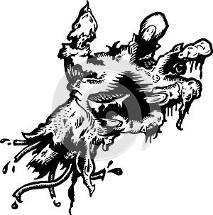 Severed rotting hand haloween illustration photo