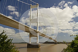 The Severn Bridge, suspension bridge connecting Wales with England.
