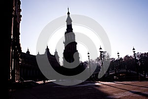 Sevilla and the Plaza De Espanol in shadow