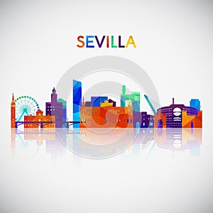 Sevilla skyline silhouette in colorful geometric style. photo