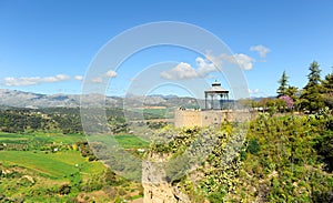 Sevillana viewpoint over the Serrania in Ronda, Andalusia, Spain. Viewpoint kiosk.