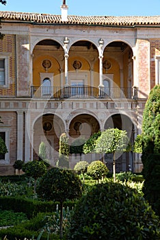 Seville, Andalusia, Spain. Inner court garden at the Casa de Pilatos