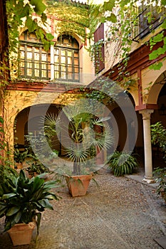 Seville, Andalusia, Spain. Traditional house inner courtyard photo