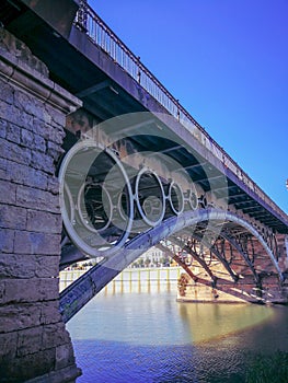 Seville Bridge and Gvadalquivir river in Spain