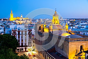 Seville Cathedral at dusk spain