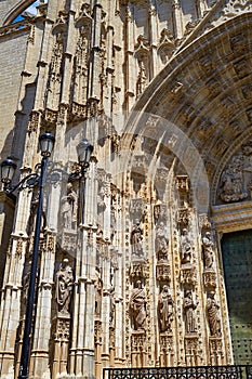 Seville cathedral facade in Constitucion Spain