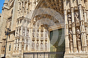 Seville cathedral facade in Constitucion Spain