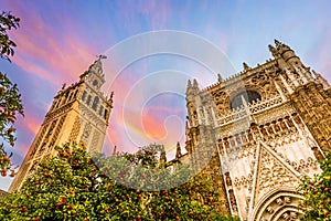 Seville Cathedral and Giralda in Andalusia, Spain