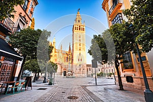Seville Cathedral and Giralda Tower at Sunrise, Seville photo
