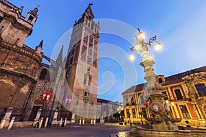 Seville Cathedral at night