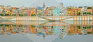 Seville panoramic cityscape with historical buildings, city skyline, Sevilla, Spain