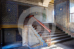 Seville, Patio Principal of La Casa De Pilatos. The building is a precious palace in mudejar spanish style. Spain