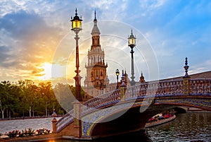 Seville Plaza de Espana sunset Andalusian Sevilla photo