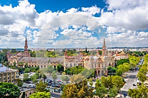 Seville, Spain cityscape with Plaza de Espana