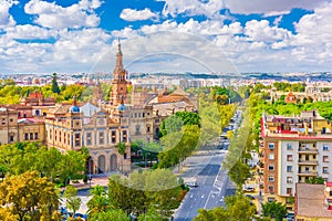 Seville, Spain cityscape with Plaza de Espana photo