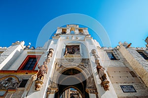 Wide angle view of Portal el Perdon or the Door of Forgiveness of the Seville Cathedral photo