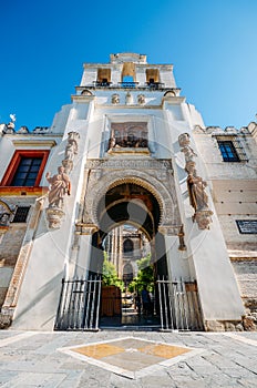 Wide angle view of Portal el Perdon or the Door of Forgiveness of the Seville Cathedral photo