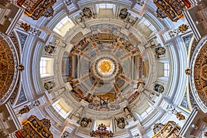 Interior view of the dome of the Church of San Luis de los Franceses of baroque architecture photo