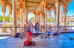 The flamenco street dancers in Seville, Spain