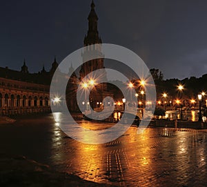 Seville Spain square night scene