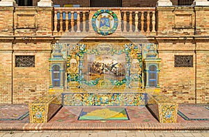 Tiles and decorations in the beautiful Plaza de Espana in Seville. Andalusia, Spain. photo