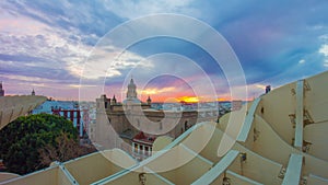 Seville sunset sky metropol parasol observation deck 4k time lapse spain