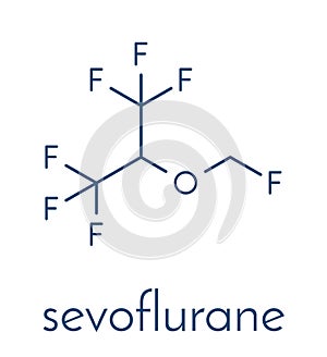 Sevoflurane inhalational anesthetic molecule. Skeletal formula. photo