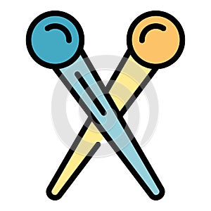 Sew needle icon color outline vector