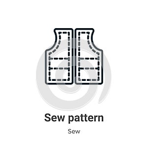 Sew pattern outline vector icon. Thin line black sew pattern icon, flat vector simple element illustration from editable sew