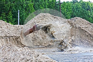 Sewage flowing from a pipe