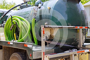 Sewage tank truck pumping machine cleaning rental or mobile toilet with water hose
