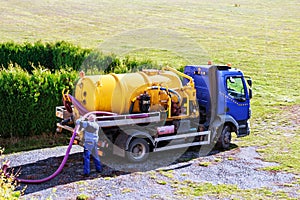 Sewage Tank truck. Sewer pumping machine. Septic truck