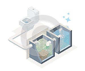 Sewage treatment diagram isometric simple