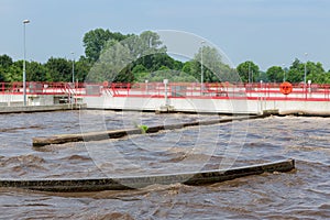 Sewage treatment, plant, aeration of the wastewater.