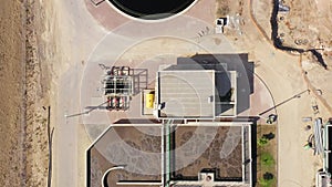 Sewage treatment plant, Top down aerial.