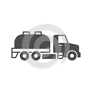 Sewage truck glyph icon or septic cleaning car