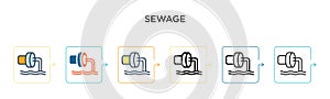 Sewage vector icon in 6 different modern styles. Black, two colored sewage icons designed in filled, outline, line and stroke