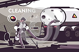 Sewer Cleaning service flat poster